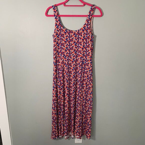 Boden flamingo strappy deep scoop below knee jersey knit midi dress with pockets - Picture 8 of 12